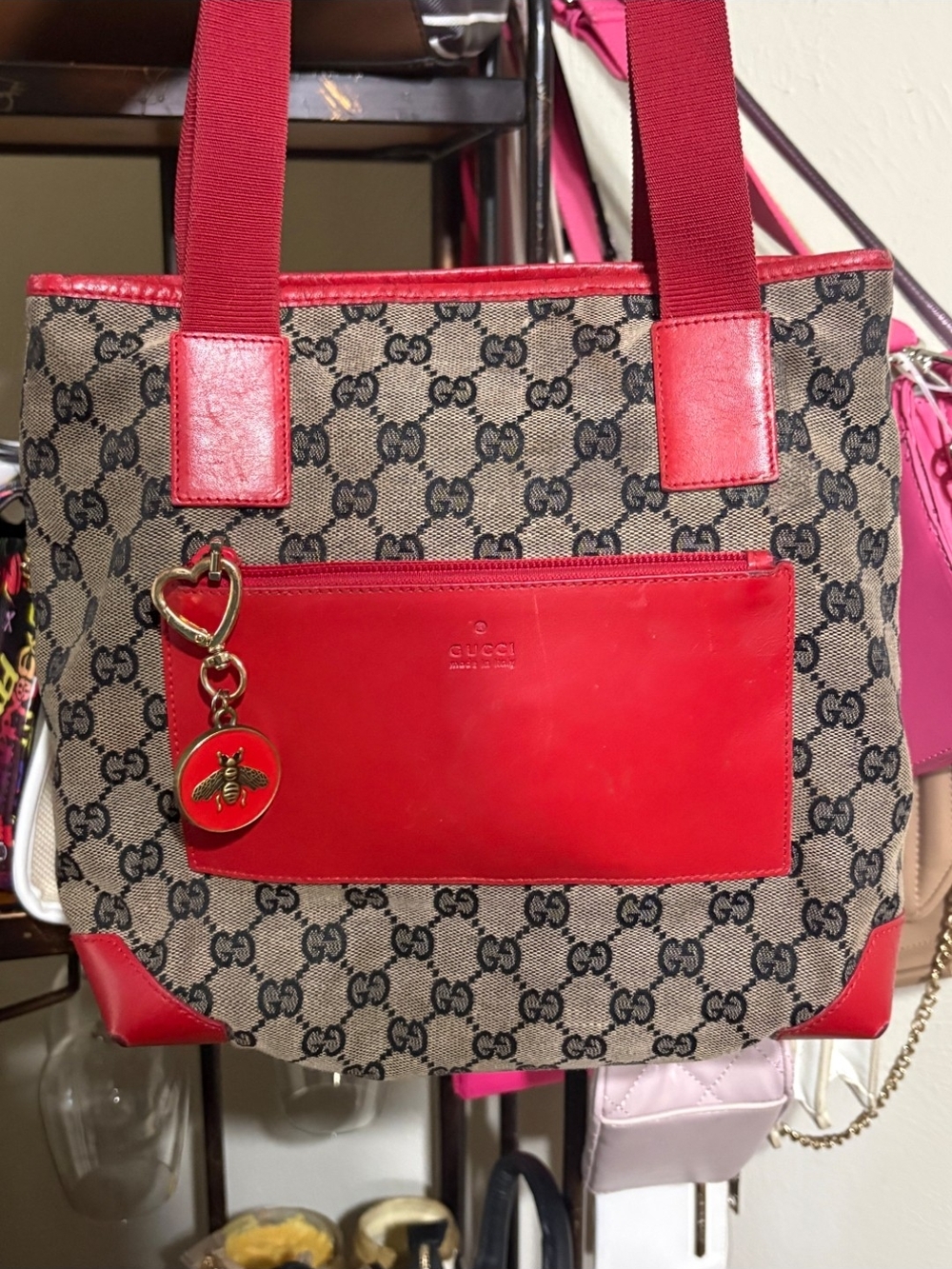 Gucci MINI Red Trim GG Canvas Tote Bag